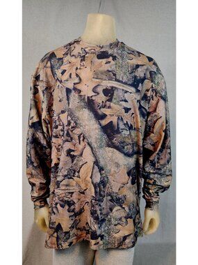 True Timber XLARGE XL Camouflage Green Brown Crew Neck Long Slv Shirt Top